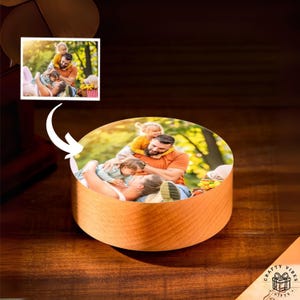 Custom Music Box Photo Wooden Castle In The Sky Music Box Anniversary Gift for Her Rotating Photo Frame Home Decor Music Box Gift for Mother