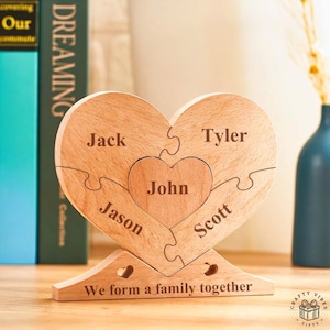 Wooden Heart Name Puzzle: Personalized Family Keepsake - Custom Engraved, Eco-Friendly Wood, Heart Shape Design