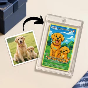 Custom Photo for Pets Poke Card Pet Memorial Gift Game Card Pet Portrait Cartoon Poke Mon Game Card Holder Gift for Pet Owner Personalized