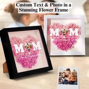 Aangepaste foto bloem schaduwdoos gepersonaliseerde naam cadeau voor vrouw moeder vriendin verjaardag jubileum gedenkteken bruiloft Moederdag interieur