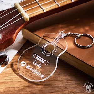 Custom Acrylic Keychain Scannable Code Birthday Music Guitar Keychain Music Keychain Acrylic Keepsake Music Lover Gift for Boyfriend Keyring
