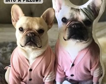 Oreiller personnalisé pour animal de compagnie : photo souvenir de visage de chien et de chat (peluche, lavable en machine, plusieurs tailles)