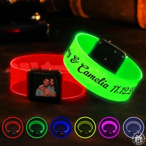 Personalisierte Foto Glow Armbänder LED leuchten Geburtstag Konzert Glow in the Dark Armbänder Benutzerdefinierte Hochzeit Gastgeschenke für Paare