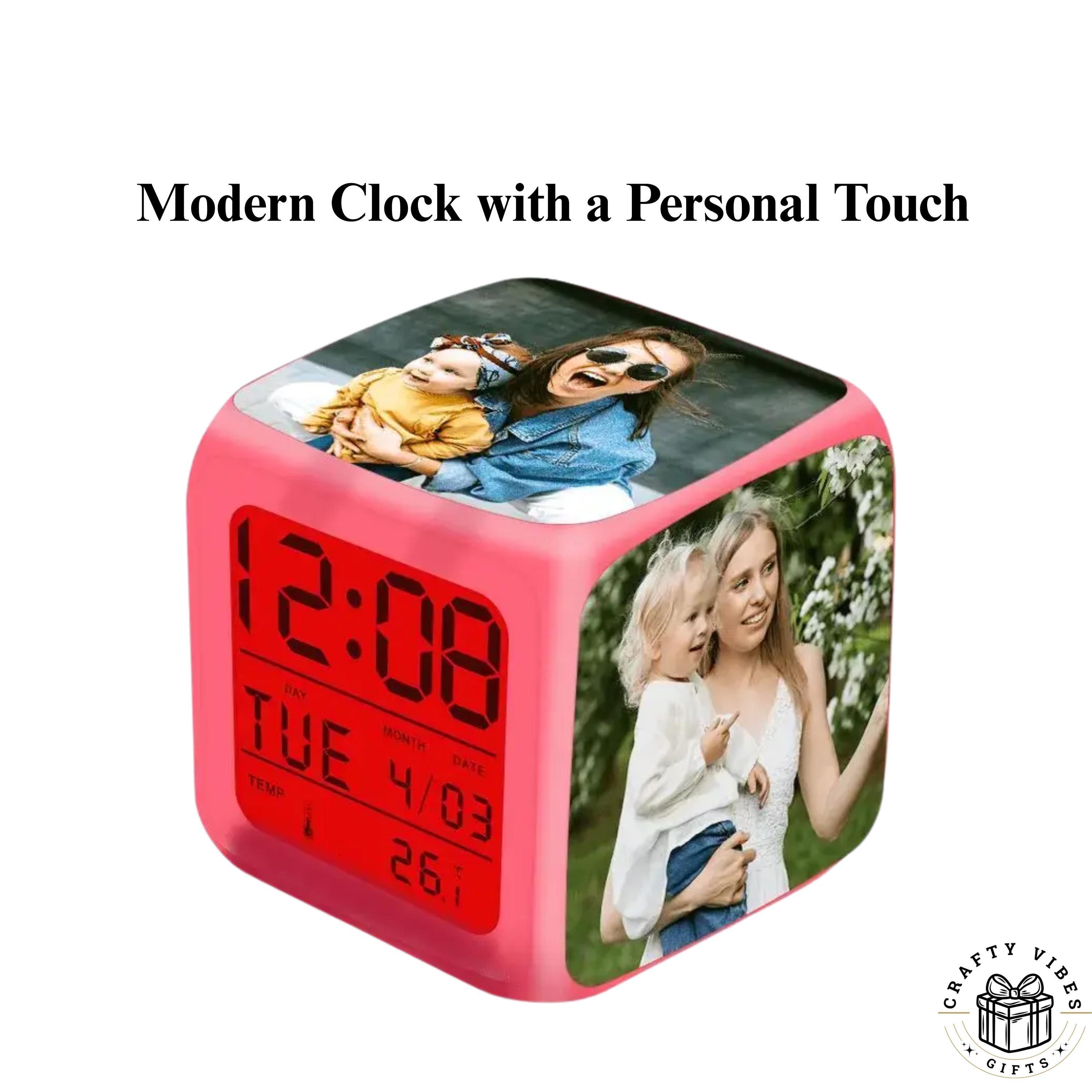 Personalized LED Digital Clock With Custom Photo, Color Changing Night ...