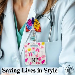 Personalized Anatomical Heart Brain Lungs Badge Reel Charm Fun Retractable Badge Holder ID Gift For Nurse Doctor Tech Student Medical Staff