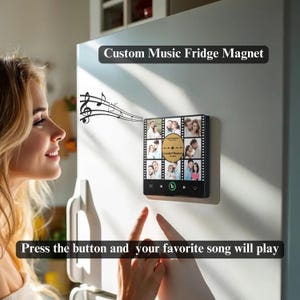 Anpassad fotomagnet med musik: Bluetooth-minnesmärke i akryl (10 cm x 10 cm)