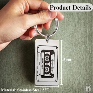 Personalized Spotify Keychain Custom Song Code Gift for Boyfriend Girlfriend Music Lover Cassette Tape Couple Keyring Gift for Him or Her