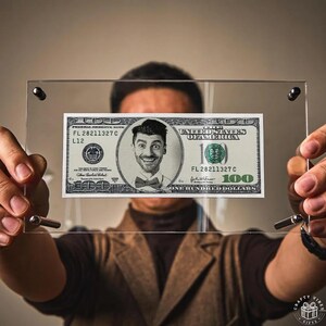 Billete de dólar personalizado con foto divertida - Cara graciosa a doble cara, material acrílico, regalo de cumpleaños único, decoración de oficina