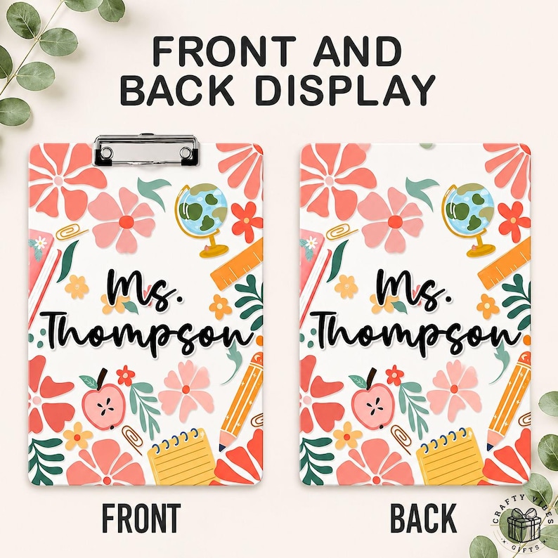 Personalized Teacher Clipboard Folder, Custom Name Floral Design ...