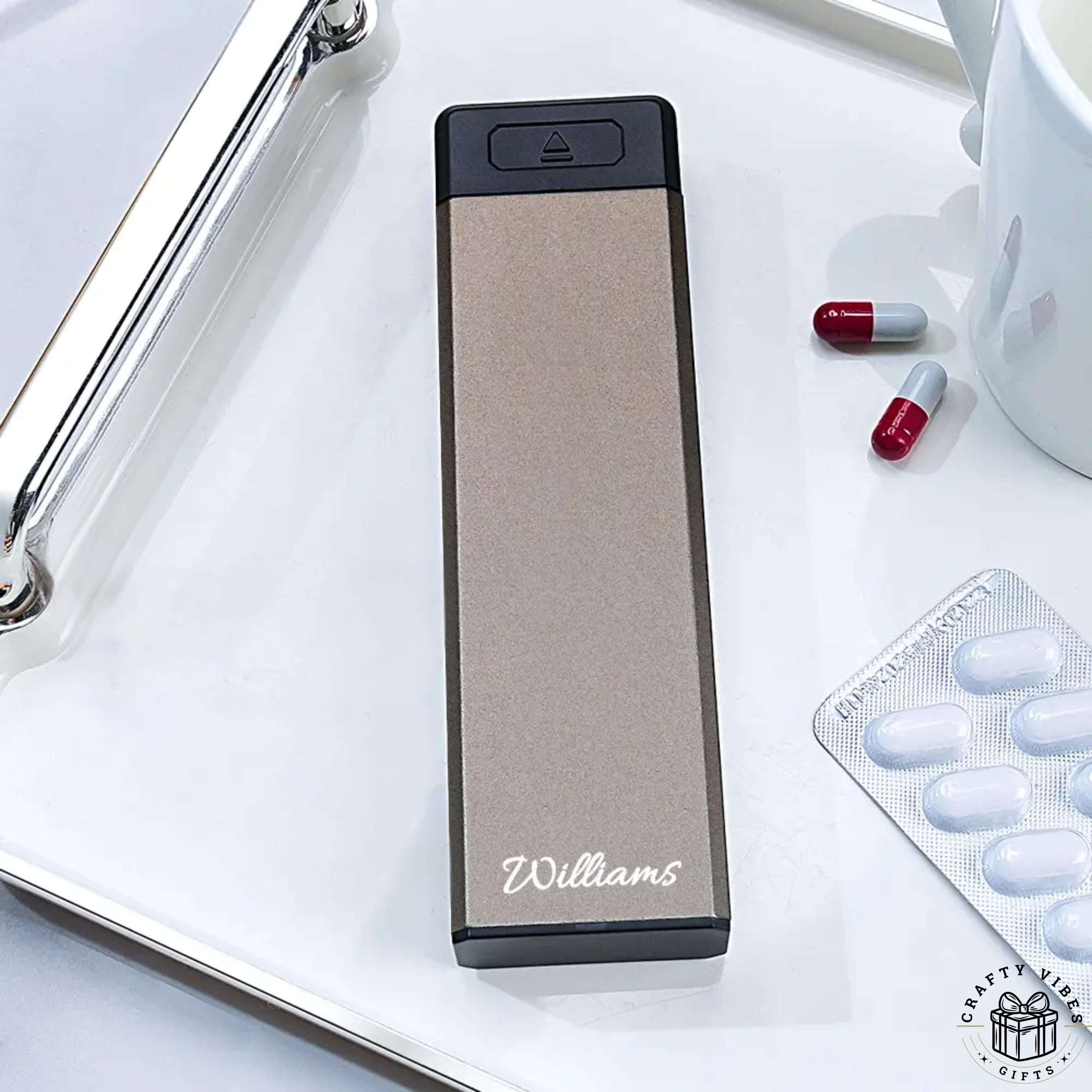 7 Day Case Pill Organizer: Custom Name Engraved - Compact Travel Medicine Box, Durable ABS Alloy, Am/Pm Compartments