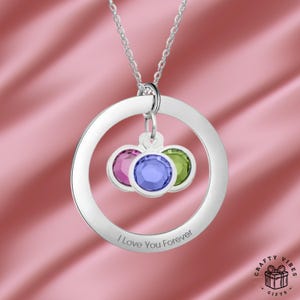 Customized Birthstone Necklace Personalized Name Pendant with Kids Birthstones Mom Keepsake Family Jewelry Birthday Gift for Her