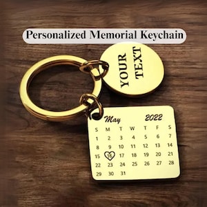 Custom Date Engraved Calendar Keychain, Personalized Pendant, Stainless Steel (Lightweight, Durable, Anniversary Gift)