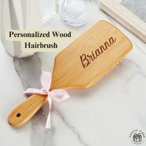Personalized Wooden Hairbrush Custom Engraved Name Brush Eco Friendly Hair Care Gift for Her Birthday Bridesmaid Daughter Keepsake Present