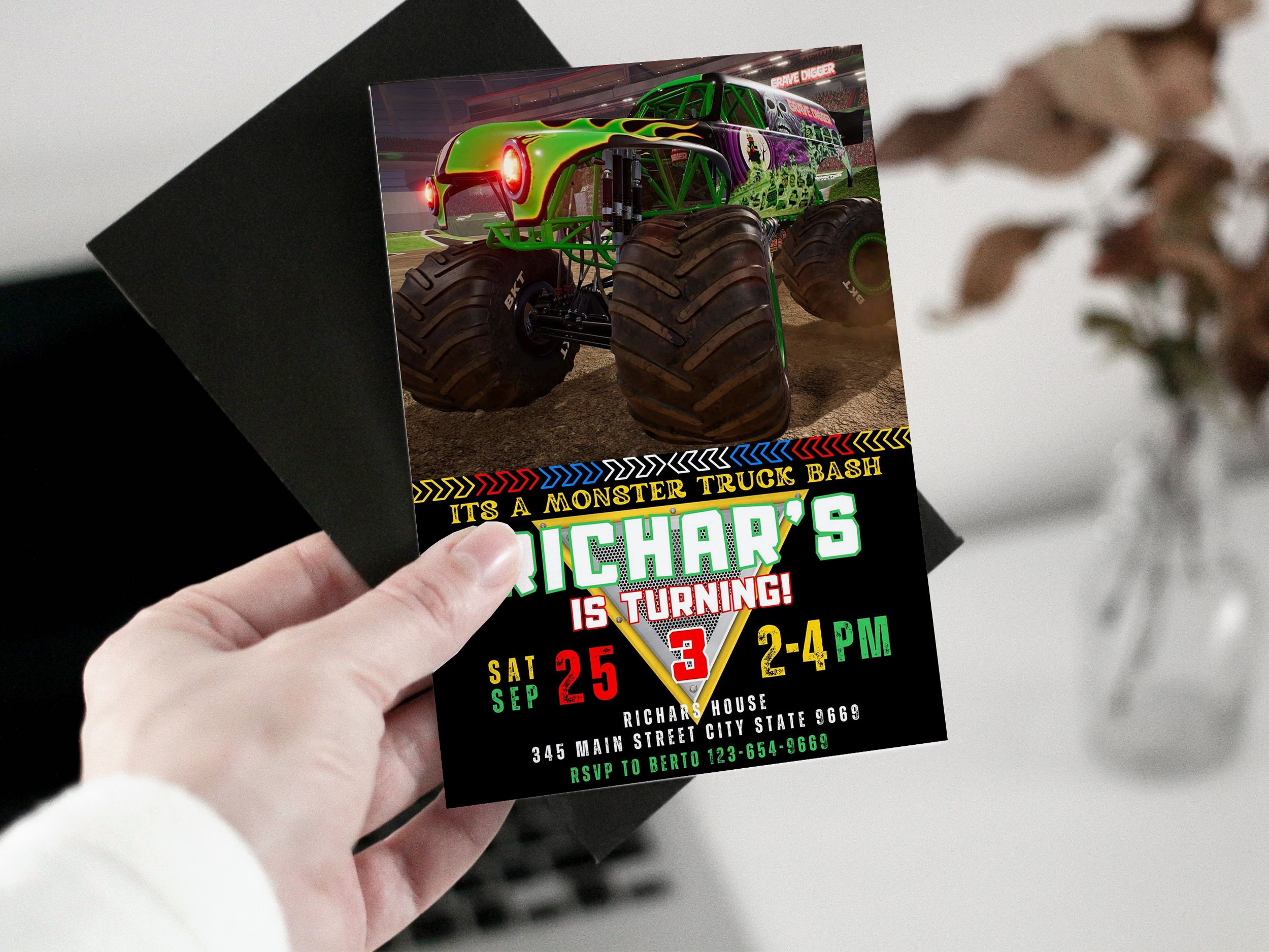 Monster Truck Invitation, Truck Rally Birthday Invitation, Monster ...