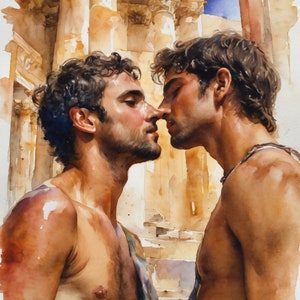 Ancient Greek Men Kissing (digital download)