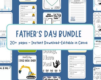 Paquete de actividades para el Día del Padre: Arte con huellas de manos, cupones, Todo sobre papá y páginas para colorear / Regalo de recuerdo para preescolares, Manualidades para niños pequeños (PDF imprimible)
