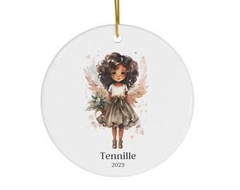 Christmas Ornament for African American Girl, Christmas Ornament, Black Girl, Granddaughter Gift, Gift for Daughter, Angel