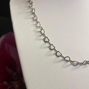 Heart chain necklace, Dainty Adjustable heart link jewelry, layering silver chain, gift for her