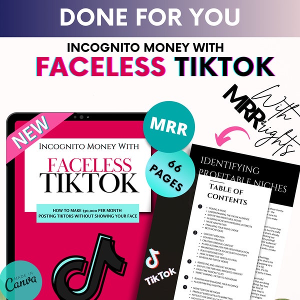 Done for You Faceless TikTok Incognito Money w/ Master Resell Rights, DFY MRR PLR Passive Income guide, Ready to Sell TikTok Money Blueprint