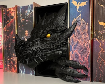 Dragon Bookend - Black Dragon Bookend with Golden Eyes and Claw - Item No.: BD-KRA