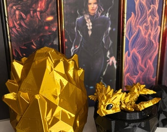 Glänzendes, kristallförmiges Drachen Ei mit Mini-Drachen in verschiedenen Größen & Farben - zur Aufbewahrung, Deko als 3D Druck