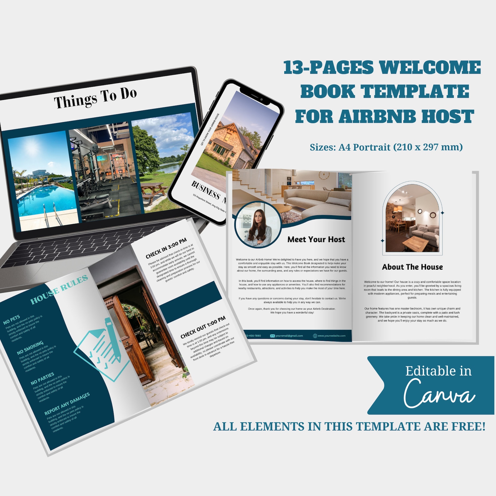 Airbnb Template Canva Real Estate Canva Template Guest Book Canva