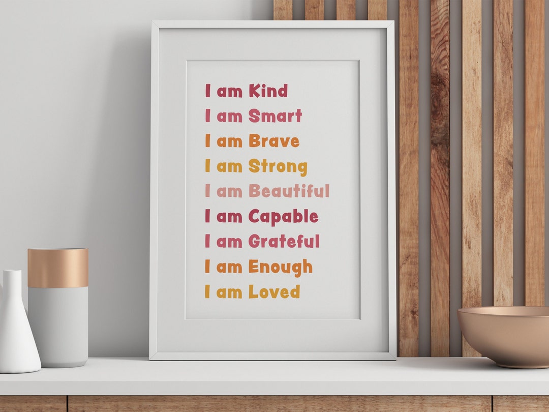 Affirmations Wall Art: Kids Room Decor, Mental Health Poster (digital ...