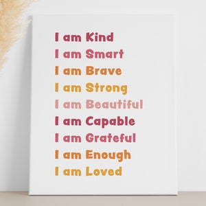 Affirmations Wall Art: Inspirational Wall Art, Affirmations Canvas, Inspirational Canvas, Gift for kids, Kids room decor, Nursery decor