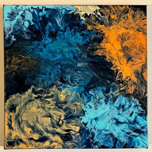 Original Abstract Floral Art Painting on Gallery Wrapped 16x16 Deep Canvas / Flowers Art / Unique Floral Wall Decor / Office Floral Art