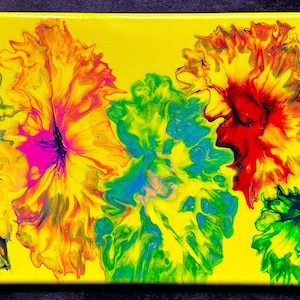 Original Fluid Art Acrylic Painting On Gallery Wrapped Canvas/Floral Fluid Art/10x20/Fluid Wall Art/Floral Home Decor