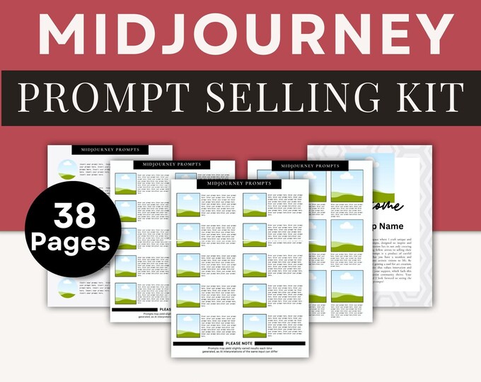 Midjourney Prompt Guide, Canva Template for Resellers, AI Prompts, Sell