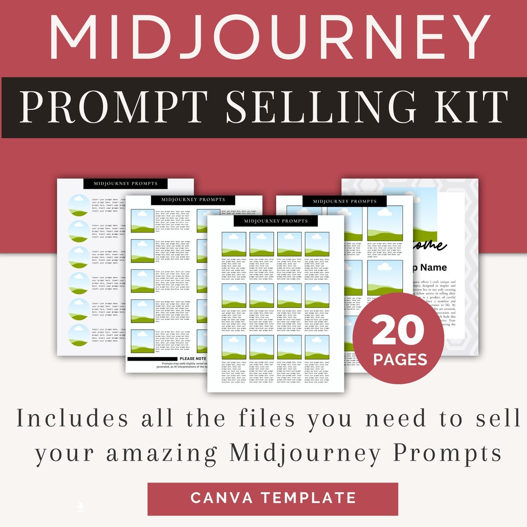 Midjourney Prompt Template, Canva Template for Sellers and Creators Midjourney Prompt Template, Canva Template for Sellers and Creators