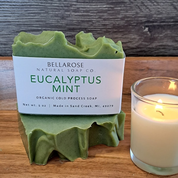 Organic Eucalyptus Mint Soap, Organic Soap, Organic Bath and Body, All Natural Soap, Handmade Soap, Artisan Soap, Eucalyptus Soap, Palm Free