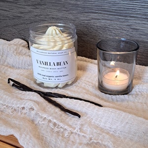 Organic Vanilla Bean Whipped Body Butter, Real Vanilla Bean Body Butter, Madagascar vanilla bean body butter, Real Vanilla Bean Body care