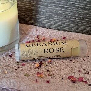 Geranium Rose Lip Balm, Organic Lip Balm, All Natural Lip Balm, Luxurious Lip Balm, Mothers Day Gifts,  Bridal Shower gifts, Birthday Gifts