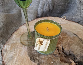 Rustic Mimosa Scented Soy Candle with Wood Wick & Engraved Tag