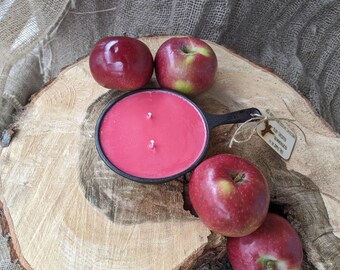 Apple Scented Soy Candle, 4" Cast Iron Skillet, Hummingbird Tag