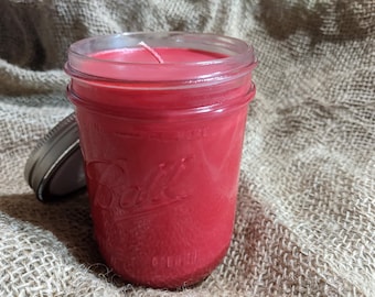 20oz Strawberry Soy Candle, Rustic Mason Jar Candle, Wholesale