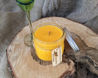 Rustic Mimosa Scent Hand-Poured Soy Wood Wick 12oz Mason Jar Candle / Engraved Wood Tag Mink Mini-Tale Homestead Handmade Valentine Gift