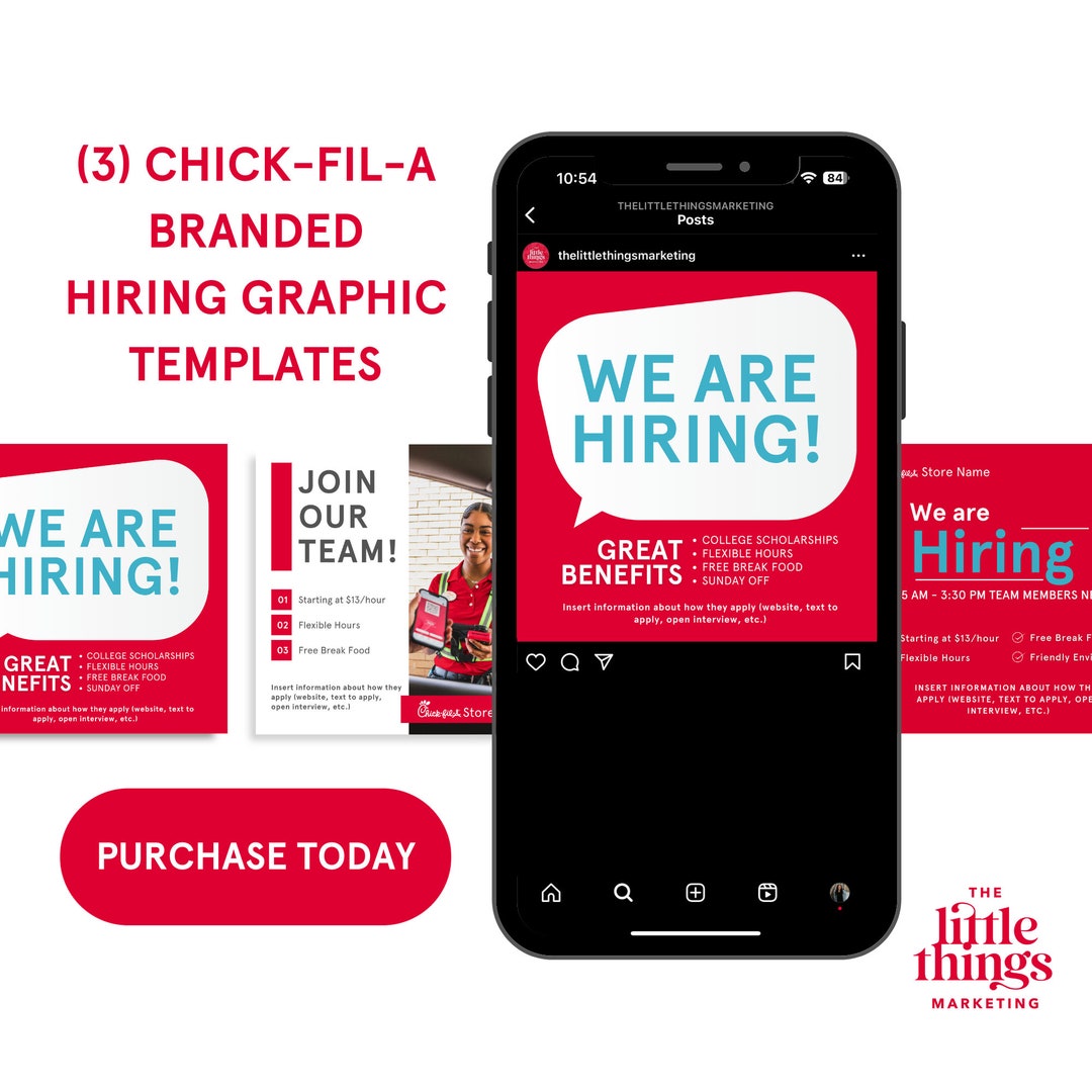 Chickfila Branded Hiring Graphic Templates Etsy