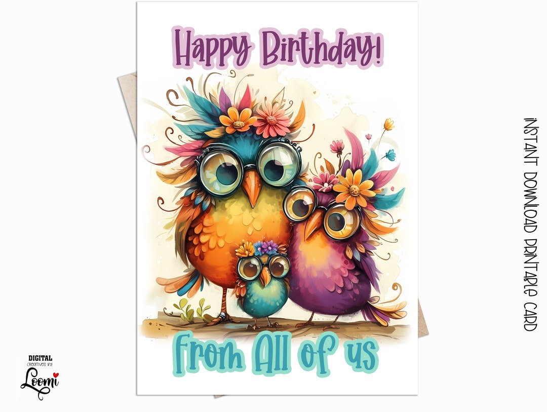 Happy Birthday From All of Us Printable Birthday Card Instant Download ...