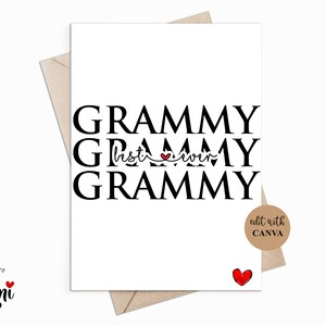 Best Ever Grammy, Birthday Card Grandmother, Grammy, Grandma, Printable ...