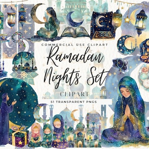Ramadan Kareem Clipart, download digital, Islam Dxf, Eid Al Fitr, Eid Mubarak, uso comercial, Eid islâmico, islâmico, árabe, lua crescente
