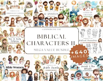 Bible Story Clipart Bundle II – 645 PNG Biblical Characters & Religious Illustrations