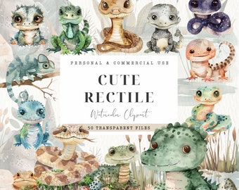 Watercolor Reptile Clipart, Lizard Cut File, Bearded Lizard, Reptile Cute, Wild Animal Stencil, Crocodile, Animals Nursery, Commercial Use