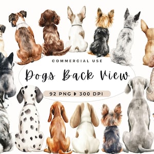 Hund Clipart Von Hinten, Haustier Porträt, Süßer Hund, Digital, Mix-Hund, Cross Hunderassen, Familienmitglieder, Porträt Schöpfer, Hundeliebhaber, Mischlinge