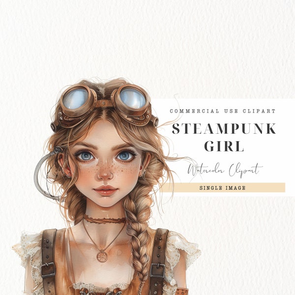 Steampunk Girl Clipart, Junk Journal, Whimsical, Whimsy Girl, Instant Download, Ephemera, Commercial Use, Digital Download, Single Image