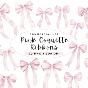 Aquarel roze coquette linten clipart, commercieel gebruik, eenvoudige linten, preppy retro strik illustraties, png, strik, coquette strikken