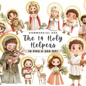 Die vierzehn Schutzhelfer Clipart, Religion Clip Art, Bibelgeschichten, Nette Heilige, Sonntagsschule, Christen, Jesus, Bibel Png, katholische Kunst