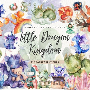Watercolor Baby Dragon Clipart, Commercial Use, Kids Party, Cute Dragon Png, Baby Shower, Knight, Fairy Tale, Dragons Kingdom, Nursery